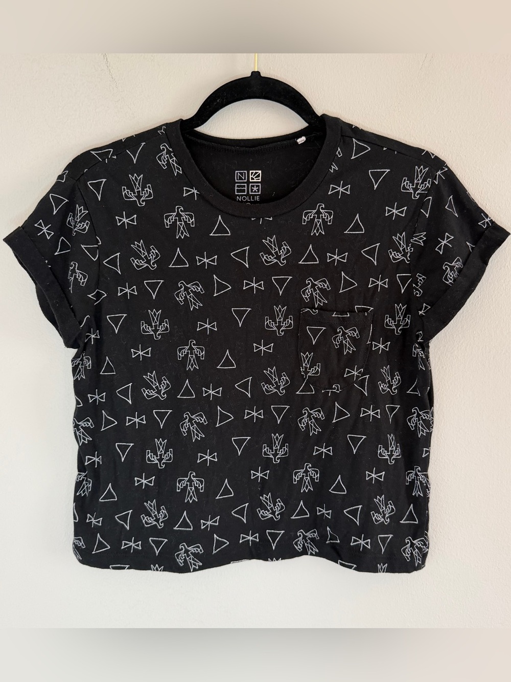 Nollie Black Short Sleeve Graphic Cropped Tee